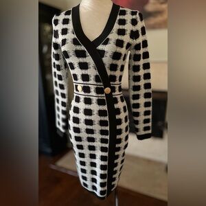 Elegant Black and White Checkered Dress